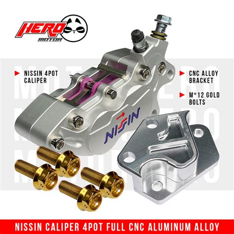 Nissin Caliper Pot Cnc Alloy Bracket M Gold Bolts For Aerox Raider