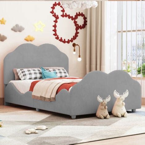 Cama Infantil Cama Individual Con Cabecero Y Piecero En Forma De Nube