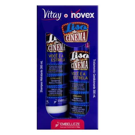 Kit Shampoo Hidratante Tratamento Condicionante Vitay Novex Liso De