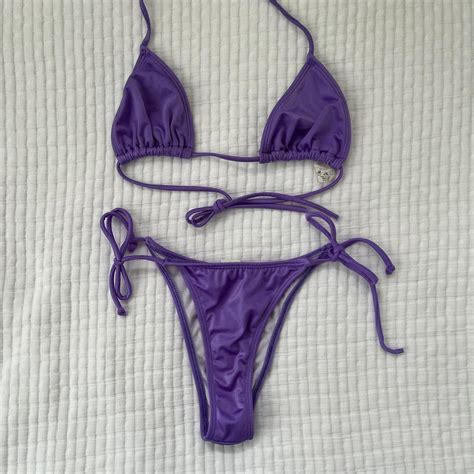 Vintage Purple Bikini Set Top Is Medium And Bottom Depop