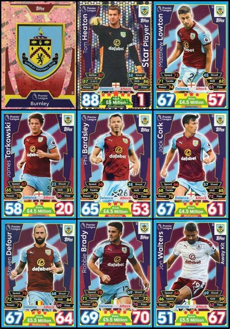 MATCH ATTAX 2017 18 BURNLEY FULL 18 CARD TEAM SET 17 18 Match Attax