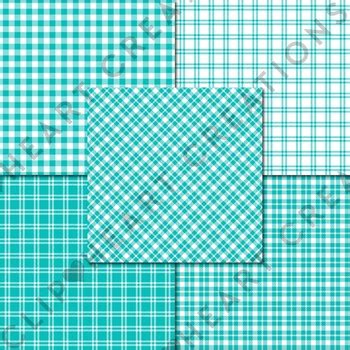 Buffalo Plaid Seamless Digital Papers Aqua By Clip Heart Creations