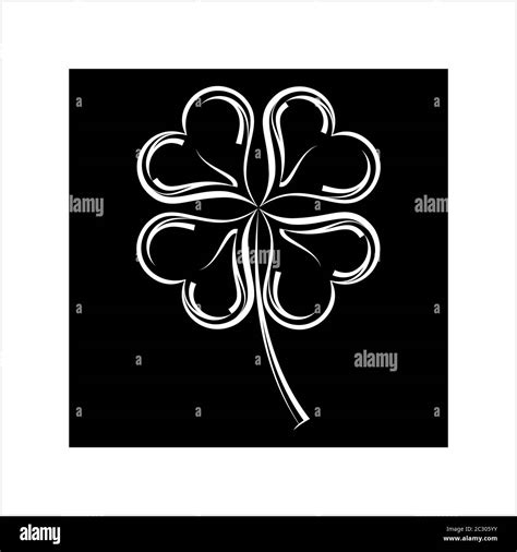 Clover Four Leaf Shamrock Calligraphic Vector Art Illustration Stock