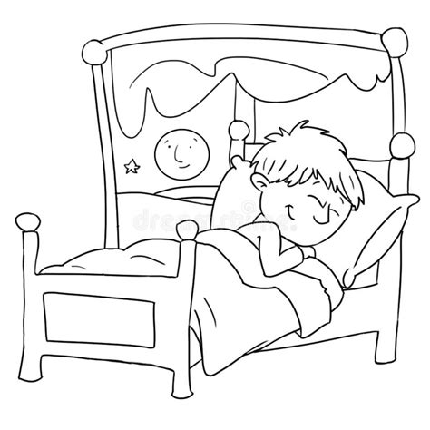 El Bebé Está Durmiendo En Su Cama Lomo Dibujado Por El Color Stock De Ilustración Ilustración