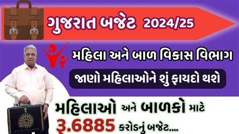 ગુજરાત બજેટ 202425 મહિલા અને બાળ વિકાસ માટે 6885 કરોડ જોગવાઈ