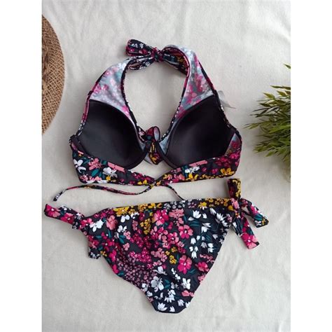 Jual Baikini Bk 3312 R Hitam Bunga Warna Warni Bikini Pantai Full