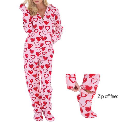 Women Fleece Printed Onesie Abdl Footed Sleeper Adult Footed Pajamas 