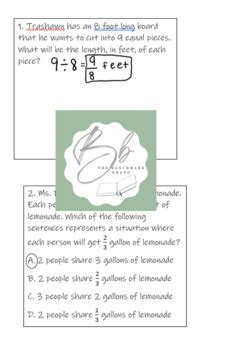 Dividing Unit Fractions Word Problems By The Benchmark Brand Tpt