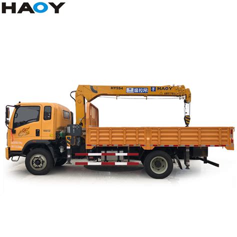 5 Ton Straight Arm Truck Crane With Hydraulic Telescopic Outrigger For