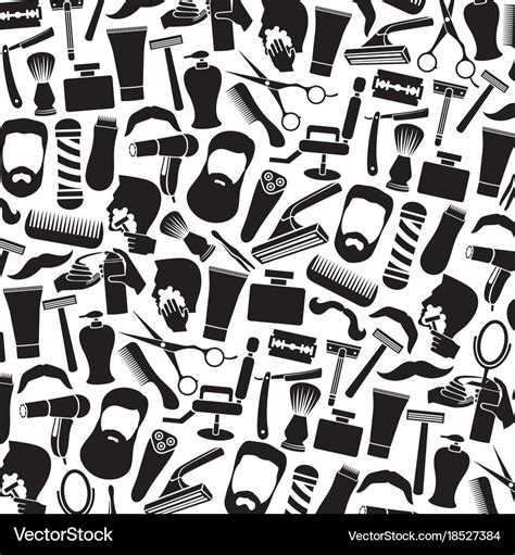 Background pattern with barber salon or shop icons