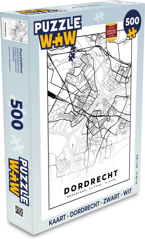 Puzzel Kaart Dordrecht Zwart Wit Legpuzzel Puzzel 500 Stukjes