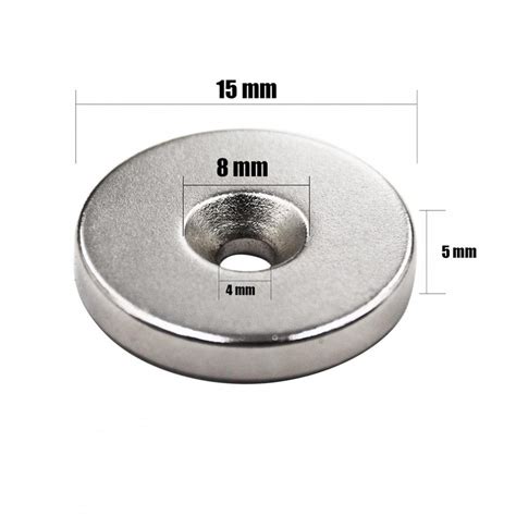 15x8 4x5mm N35 Havşa Delikli Neodyum Mıknatıs Çap 15 mm