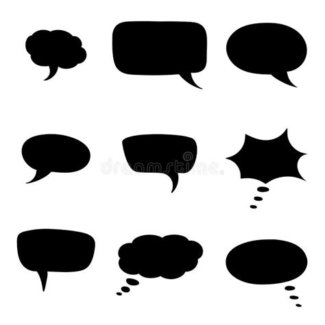 Speech Bubble Black Silhouette Icons Vector Set Stock Vector