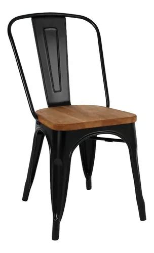 Silla Metal Tolix Ancora C Madera Comedor Bar Lf5 01w Negra Cuotas