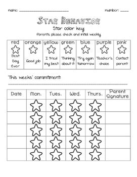 Star Behavior Chart by Wheeler on the Bus | Teachers Pay Teachers