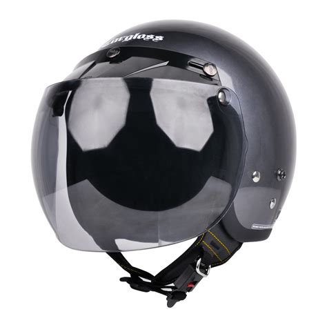 Jual Cargloss CFM Retro Visor Hebo Smoke Helm Half Face Anchor Grey