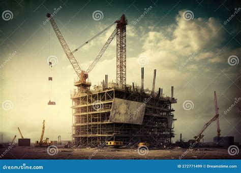 Crane at the Construction Site Stock Illustration - Illustration of ...