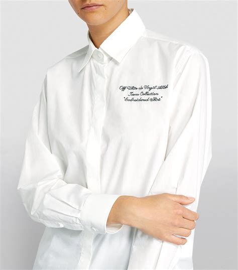 Womens Off White White Embroidered Logo Shirt Harrods UK