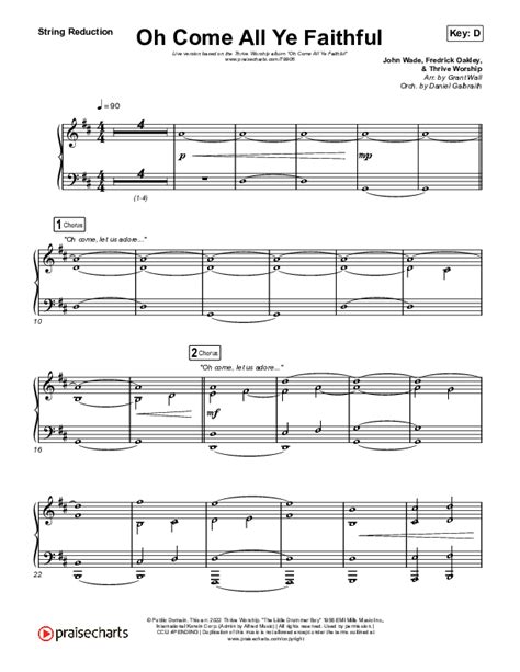 Oh Come All Ye Faithful Live String Reduction Sheet Music Pdf Thrive