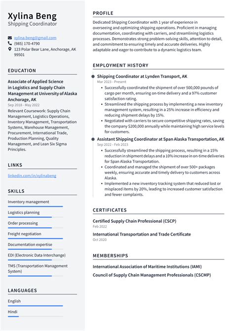 Top 17 Shipping Coordinator Resume Objective Examples