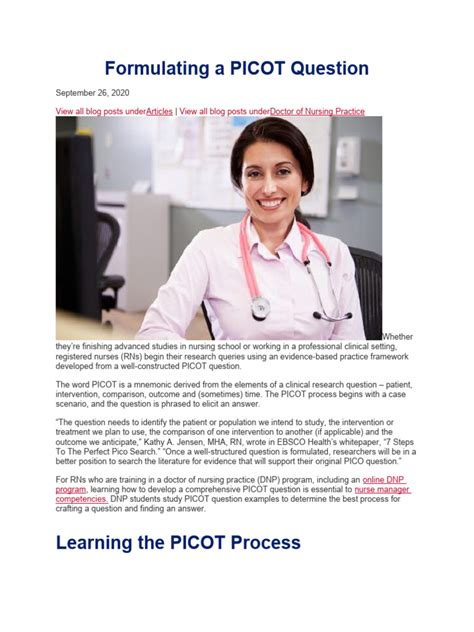 Formulating A PICOT Question | PDF | Evidence Based Medicine | Nursing