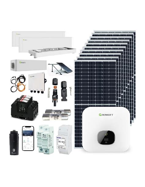 Neogare Kit Solar GROWATT Monofásico Híbrido 5000 W con baterías