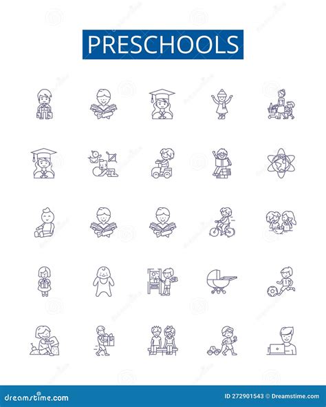 Preschools Line Icons Signs Set Design Collection Of Preschools