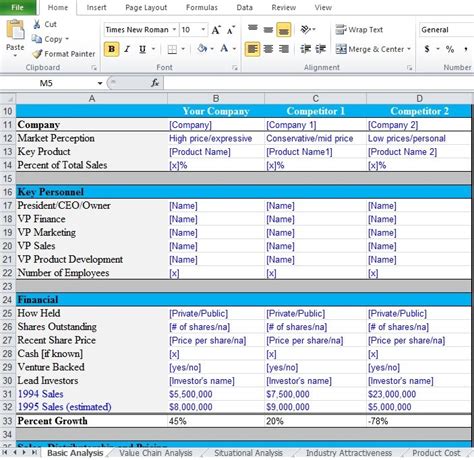 Competitive Analysis Template Excel | Free Sample, Example & Format ...