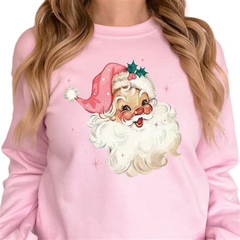 Retro Pink Santa Christmas Sweatshirt Vintage Santa