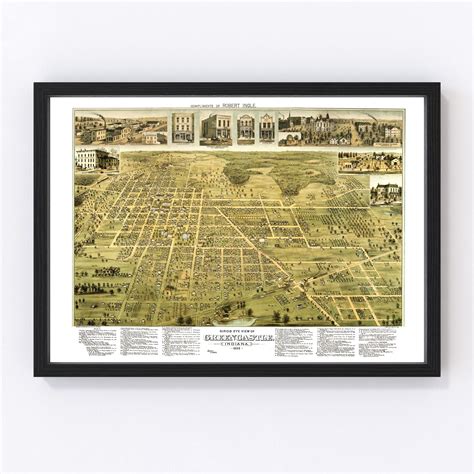 Vintage Map of Greencastle, Indiana 1886 by Ted's Vintage Art