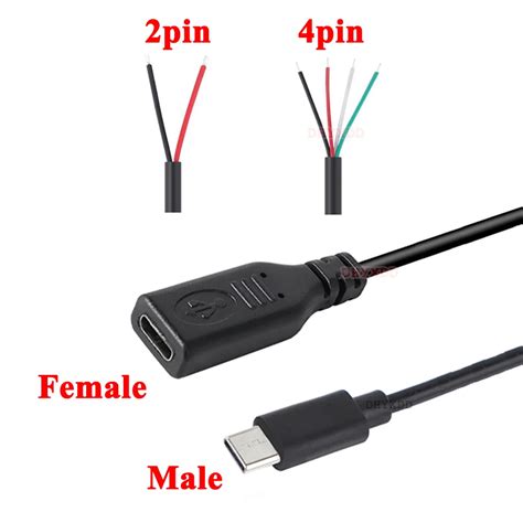 1 5pcs 25cm 4p Micro Usb 2 0 Type C Power Supply Extension Wire Cable Charger