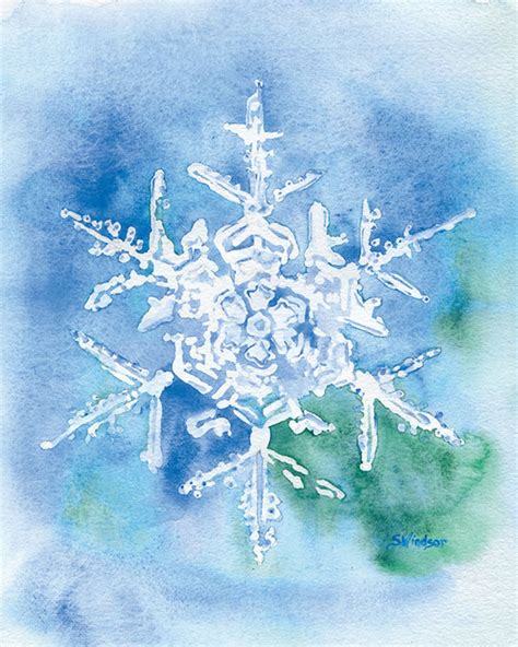 Snowflake Watercolor Painting Giclee Reproduction Fine Art Print ...