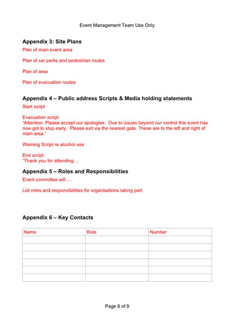 Event Management Plan Template In Word And Pdf Formats Page 8 Of 9