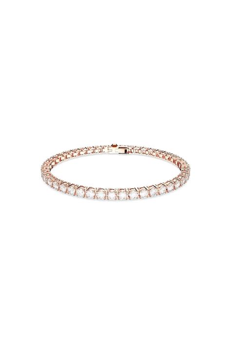 Swarovski Matrix Tennis Bracelet Round Cut Small White Rose Gold