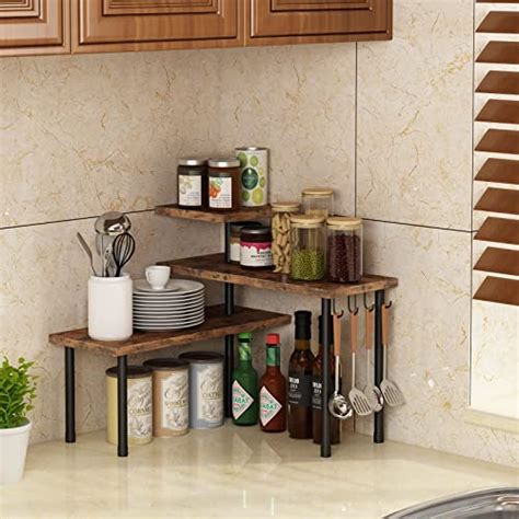 Bcozlux Kitchen Countertop Organizer Tier Corner Shelf For Space