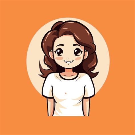 Ilustración vectorial de una chica linda con el pelo largo en una