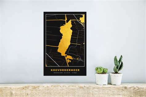 Poster Kaart Plattegrond Stadskaart Nederland Goud