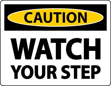 Caution Watch Your Step Sign On White Background 7798000 Vector Art at ...