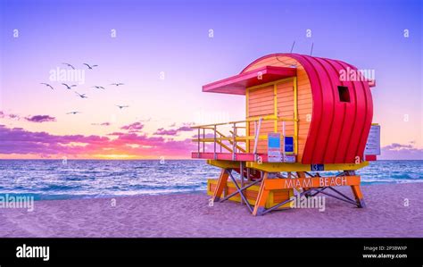 Colorful Lifeguard Hut At Miami Beach Florida Stock Photo Alamy