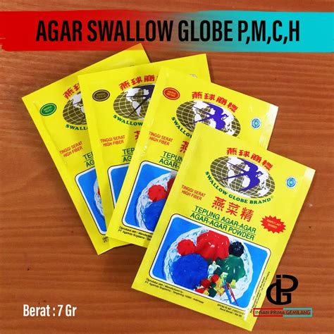 Jual Tepung Agar Agar Swallow Globe Brand Plain Merah Coklat Hijau 7