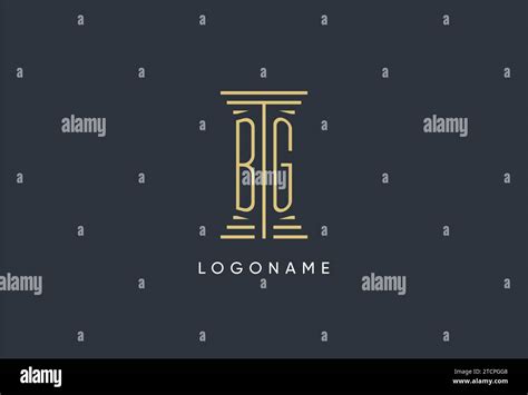 BG Initial Monogram With Pillar Shape Logo Design Inspiration Stock