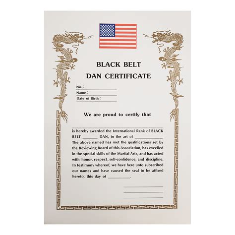 Certificate "Black Belt Dan" With USA Logo - Best Martial Arts / MOOTO USA