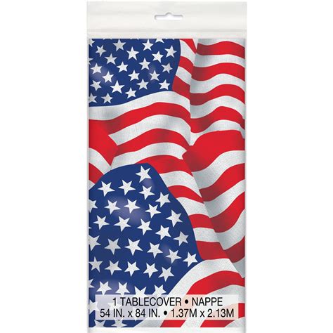 Plastic Us American Flag Table Cover 84 X 54 3 Pack