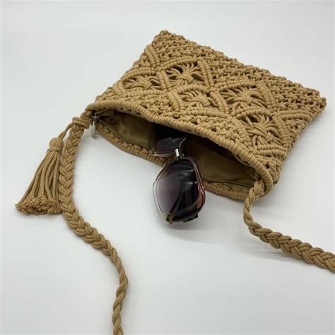 Woven Summer Shoulder Bag With Tassel In Khaki Harlow And Lloyd