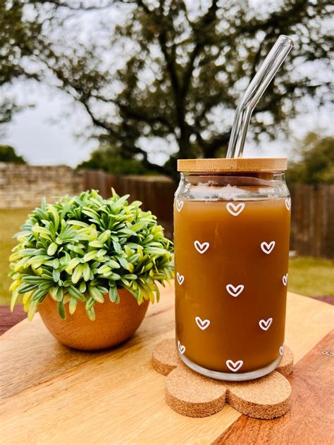 Mini Hearts Cup Hearts Glass Iced Coffee Glass Boho Glass Etsy