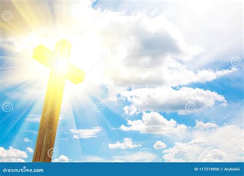 Cross On Blue Sky Stock Photo Image Of Glorious Resurrection 117214906