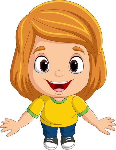 Cartoon funny little girl posing 8733754 Vector Art at Vecteezy