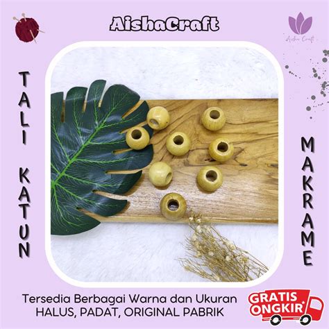 Jual Manik Kayu Monte Kayu Macrame Bulat Diameter Luar 2 3 Cm Dan