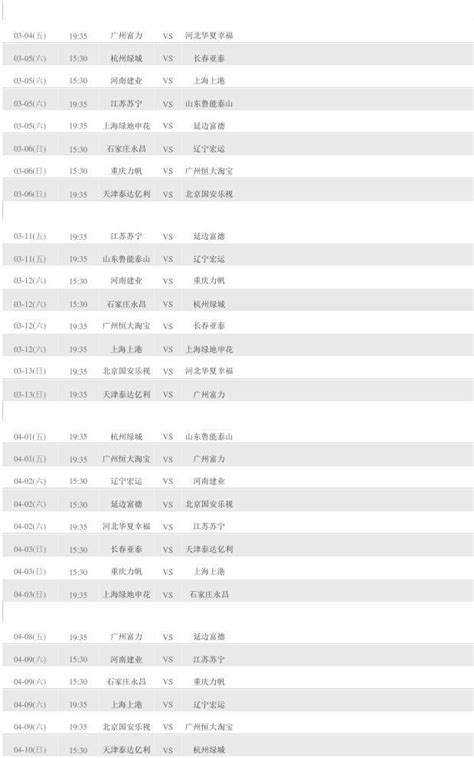 2016赛季中超联赛赛程表word文档在线阅读与下载无忧文档