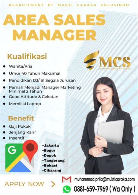 Lowongan Kerja Area Sales Manager Spv Marketing Sales Office